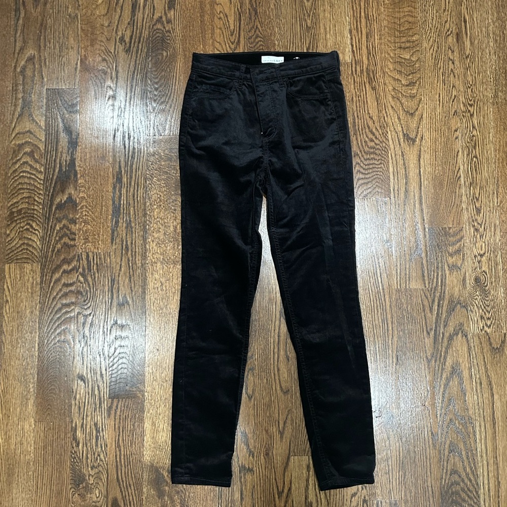 Black velveteen cropped skinny jeans from the Loft